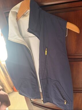 Ralph Lauren Navy Blue Reversible Vest with Cream Lining